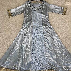 Beautiful Silver Indian Custom-made Designer Gown